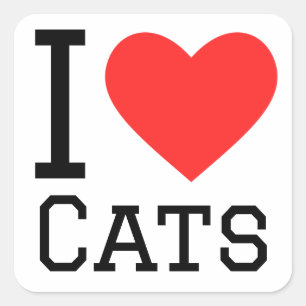 Pegatina Cuadrada Me encantan los gatos