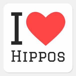 Pegatina Cuadrada Me encantan los hipopótamos
