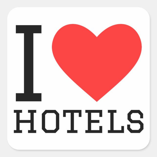Pegatina Cuadrada Me encantan los hoteles (Anverso)