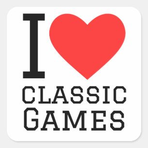 Pegatina Cuadrada Me encantan los juegos clásicos