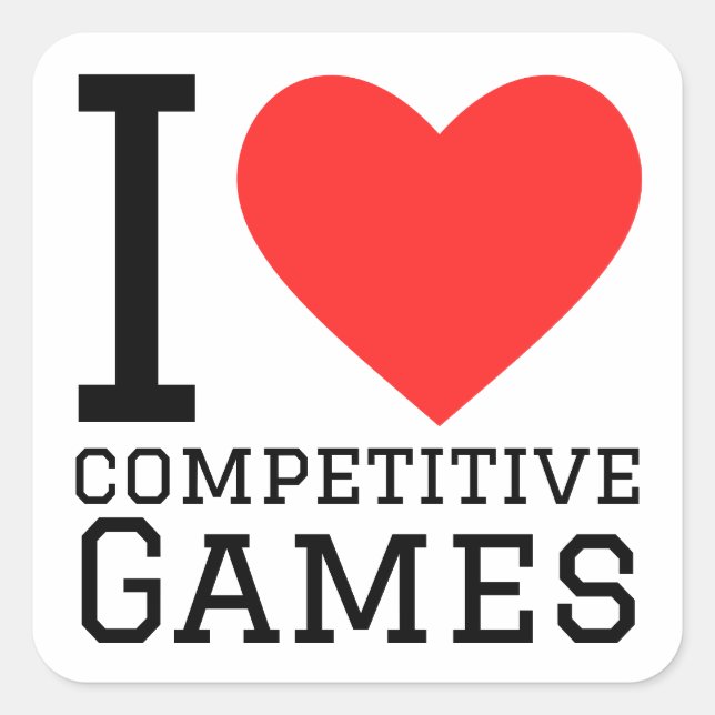 Pegatina Cuadrada Me encantan los juegos competitivos (Anverso)