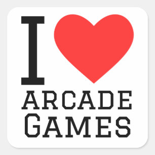 Pegatina Cuadrada Me encantan los juegos de arcade