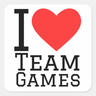 Pegatina Cuadrada Me encantan los juegos de equipo