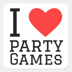 Pegatina Cuadrada Me encantan los juegos de fiesta