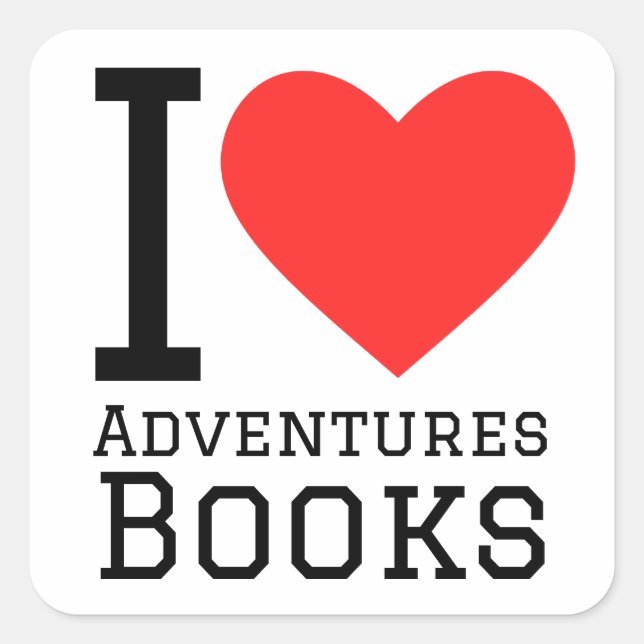 Pegatina Cuadrada Me encantan los libros de aventuras (Anverso)