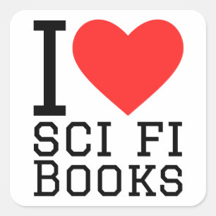 Pegatina Cuadrada Me encantan los libros de ciencia ficción