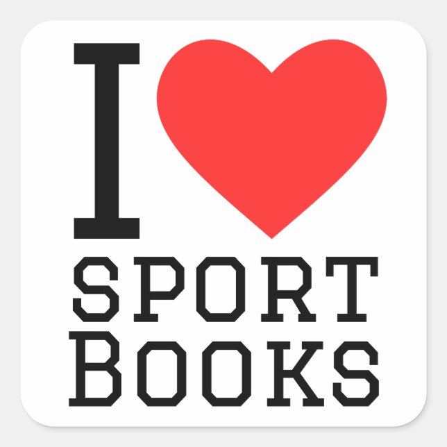 Pegatina Cuadrada Me encantan los libros de deporte (Anverso)