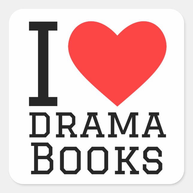 Pegatina Cuadrada Me encantan los libros de drama (Anverso)