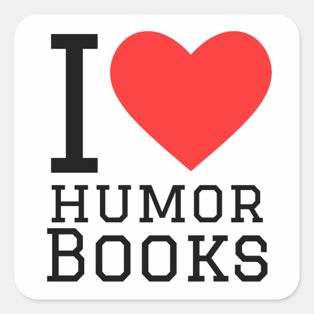 Pegatina Cuadrada Me encantan los libros de humor (Anverso)