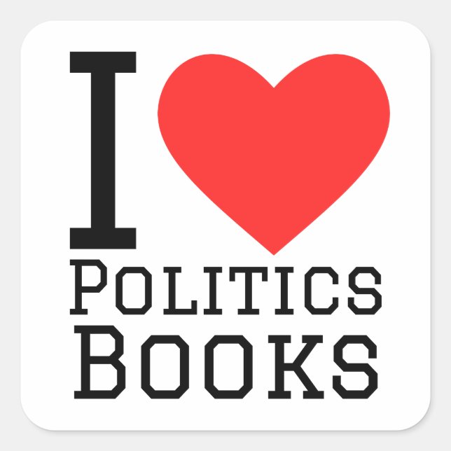 Pegatina Cuadrada Me encantan los libros de política (Anverso)