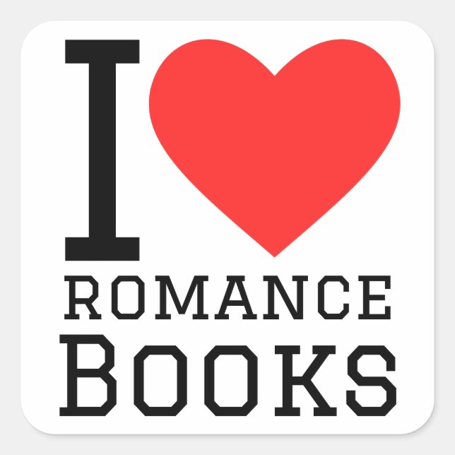 Pegatina Cuadrada Me encantan los libros de romance (Anverso)