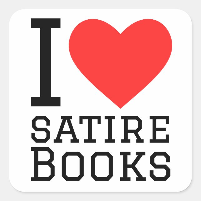 Pegatina Cuadrada Me encantan los libros de sátira (Anverso)