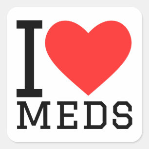 Pegatina Cuadrada Me encantan los medicamentos