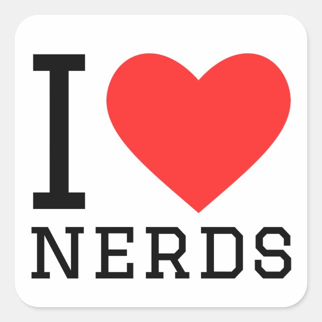 Pegatina Cuadrada Me encantan los nerds (Anverso)