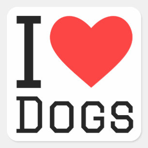 Pegatina Cuadrada Me encantan los perros