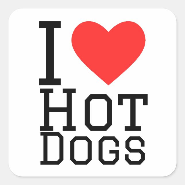 Pegatina Cuadrada Me encantan los perros calientes (Anverso)