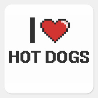Pegatina Cuadrada Me encantan los perros calientes