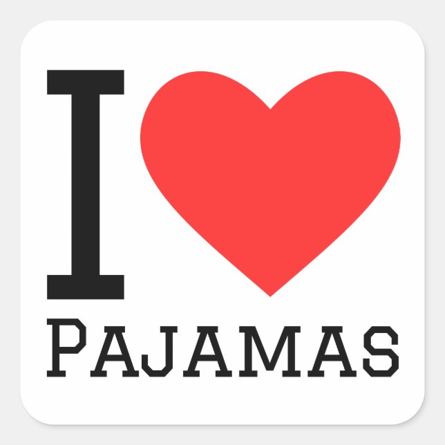 Pegatina Cuadrada Me encantan los pijamas (Anverso)