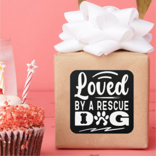 Pegatina Cuadrada Me Encantan Los Regalos De Adopción De Un Perro De