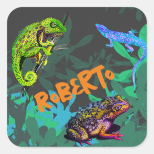 Pegatina Cuadrada Me encantan los reptiles