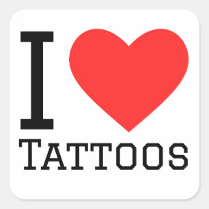 Pegatina Cuadrada Me encantan los tatuajes