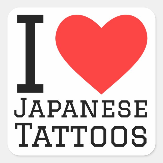Pegatina Cuadrada Me encantan los tatuajes japoneses (Anverso)