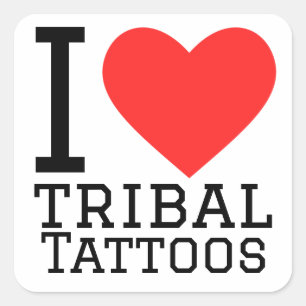 Pegatina Cuadrada Me encantan los tatuajes tribales