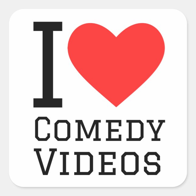 Pegatina Cuadrada me encantan los videos de comedia (Anverso)