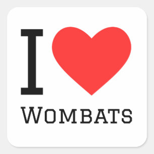 Pegatina Cuadrada Me encantan los wombats