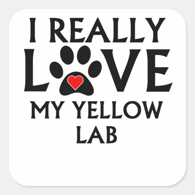 Pegatina Cuadrada Me Encanto Mucho Mi Laboratorio Amarillo (Anverso)