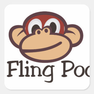 Pegatina Cuadrada ¡Me Fling Poo!