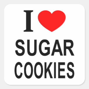 Pegatina Cuadrada Me ❤️ GALLETAS DE AZÚCAR Me encantan las galletas