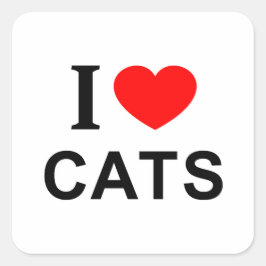 Pegatina Cuadrada Me ❤️ GATOS Me encantan los gatos Me encanta los g