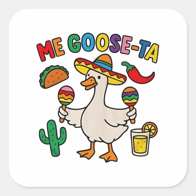 Pegatina Cuadrada Me Goose-Ta Funny Caballo Español Mexicano (Anverso)
