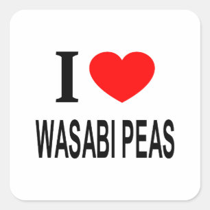 Pegatina Cuadrada Me ❤️ GUISANTES DE WASABI Me encantan los guisante