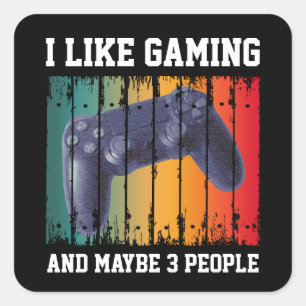 Pegatina Cuadrada Me gusta jugar y quizás 3 personas