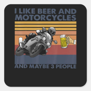 Pegatina Cuadrada Me Gusta La Cerveza Y Las Motocicletas - Regalo De