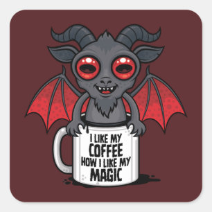 Pegatina Cuadrada Me Gusta Mi Café Como Me Gusta Mi Magia