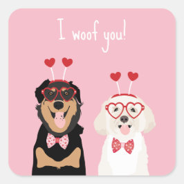 Pegatina Cuadrada Me Gusta Valentine Dog Rottweiler Maltipoo Puppy