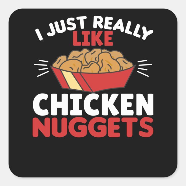 Pegatina Cuadrada Me Gustan Las Nuggets De Pollo (Anverso)