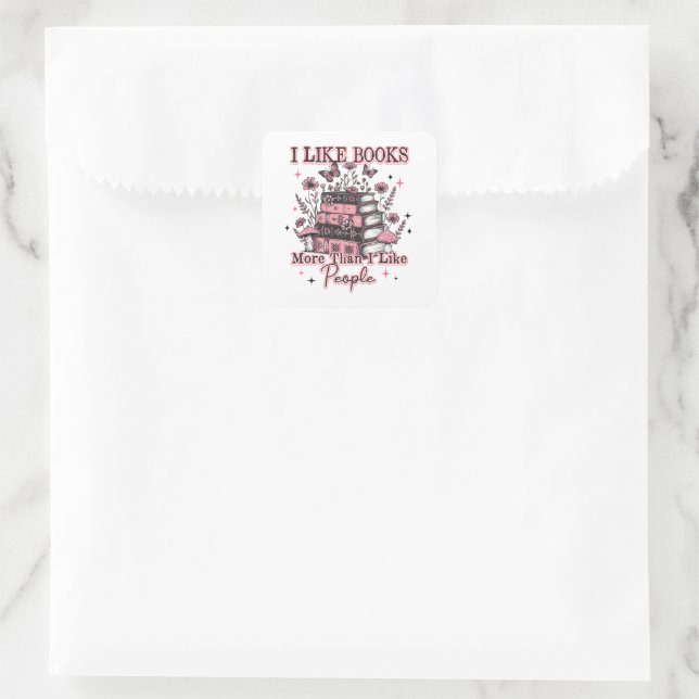Pegatina Cuadrada Me Gustan Los Libros Más Que... (Bolso)