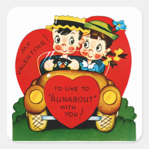 Pegatina Cuadrada Me Gustaría "Correr" Contigo Valentine