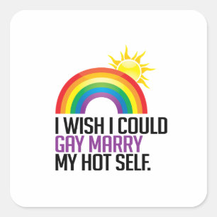 Pegatina Cuadrada Me gustaría poder casarme gay conmigo mismo/a