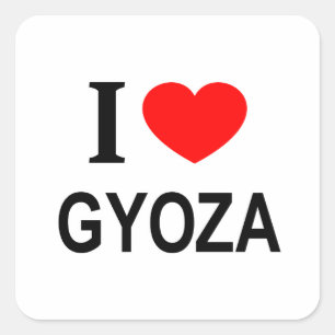 Pegatina Cuadrada Me ❤️ GYOZA Me encanta GYOZA Amo GYOZA
