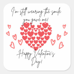 Pegatina Cuadrada Me haces sonreír Feliz Día de San Valentín