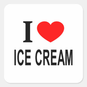 Pegatina Cuadrada Me ❤️ HELADO Me encanta el helado Me encanta el he