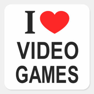 Pegatina Cuadrada Me ❤️ JUEGOS DE VIDEO Me encantan los videojuegos