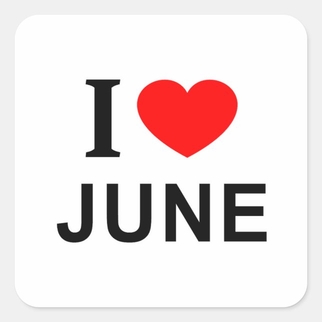 Pegatina Cuadrada Me ❤️ JUNIO Amo JUNIO Me encanta JUNIO (Anverso)