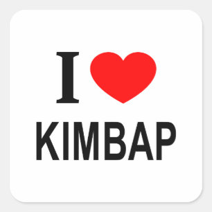 Pegatina Cuadrada Me ❤️ KIMBAP Me encanta KIMBAP Amo KIMBAP