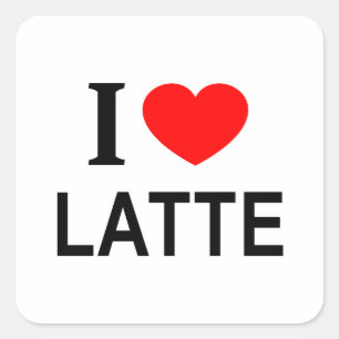 Pegatina Cuadrada Me ❤️ LATTE Me encanta LATTE Amo LATTE